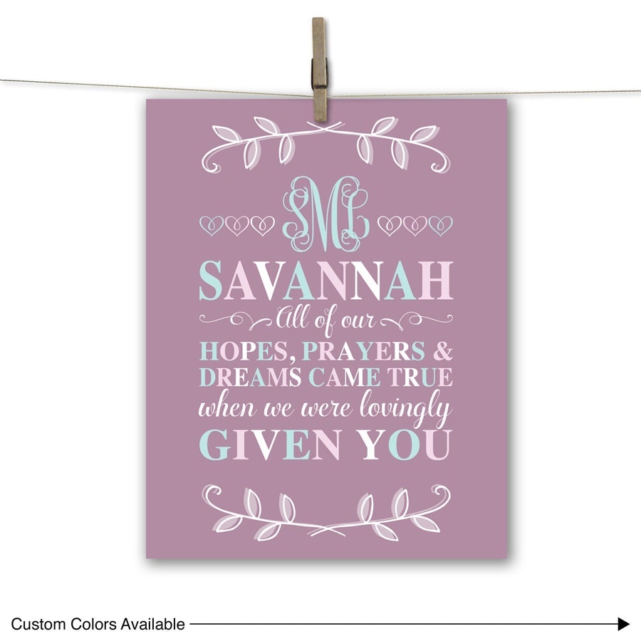 Personalized adoption art adoption gift for baby girl
