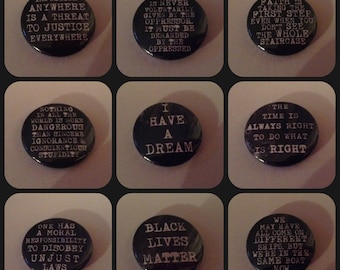 Martin Luther King Jr 25mm quote Pin Button Badge Quotation pins inspirational rebel profound Malcolm X Black Lives Matter Freedom justice