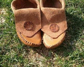 Adult Women's Moccasin Inca style low cut native American aztec leather bison hide hippie larp festival clothing