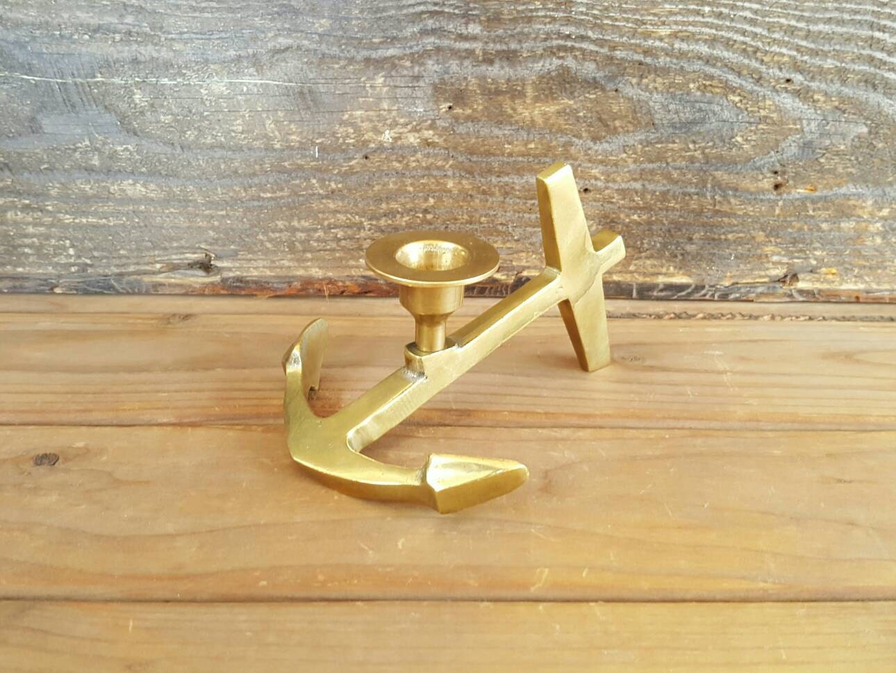 Brass Anchor Candle Holder Vintage Candlestick Holder