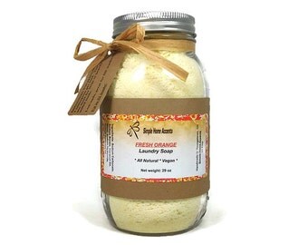 All Natural Vegan Laundry Soap in Mason Jar, Orange Laundry Soap, Natural Laundry Detergent, HE Washers