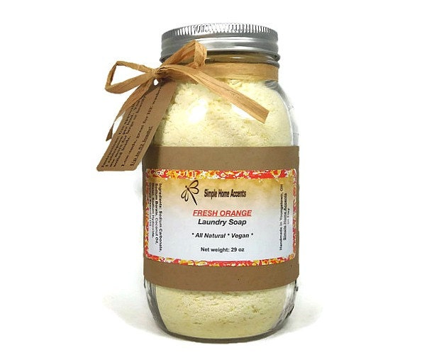 All Natural Vegan Laundry Soap in Mason Jar Orange Laundry