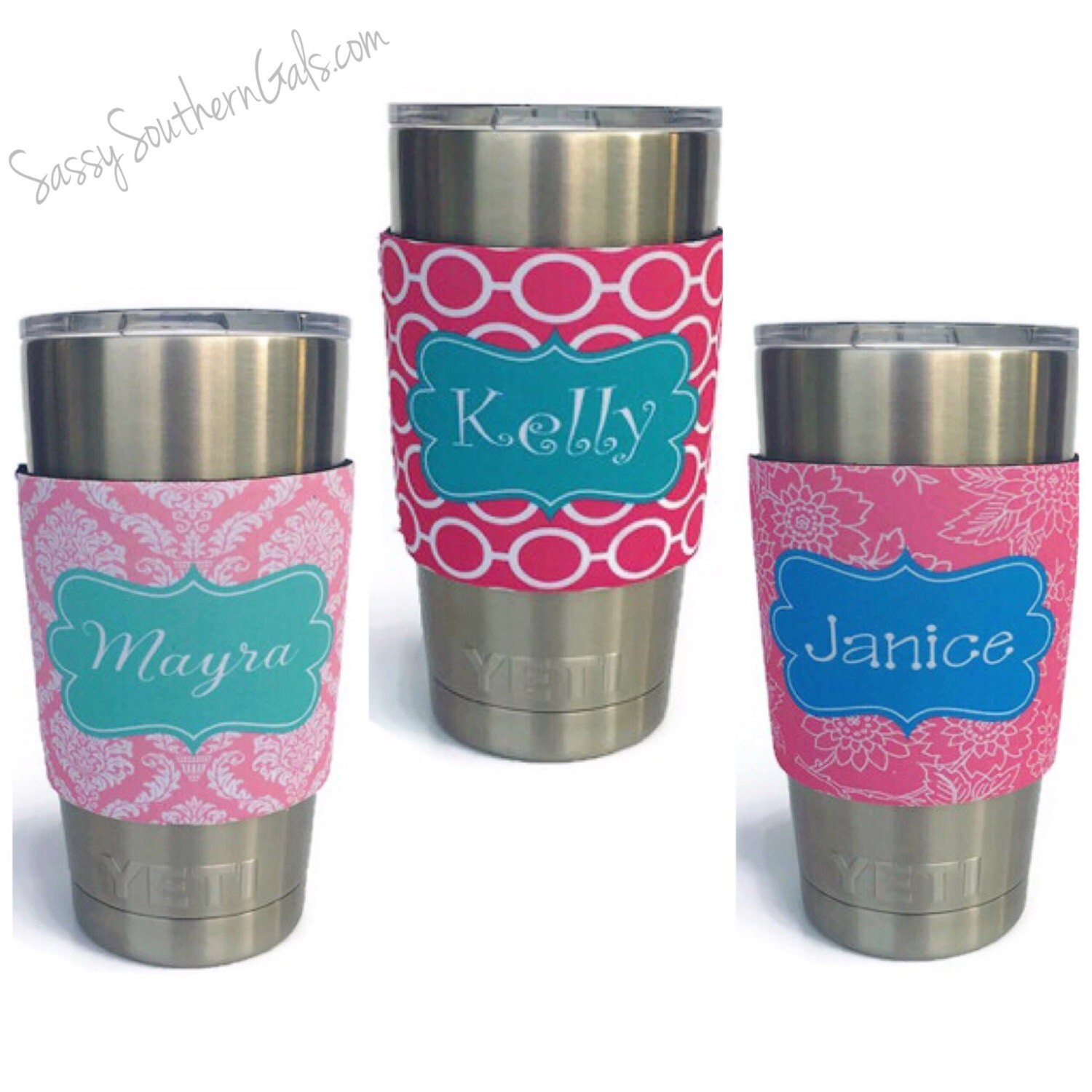 Yeti Tumbler Decal Monogram Neoprene Sleeve Monogrammed