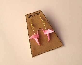 Origami flamingo earrings