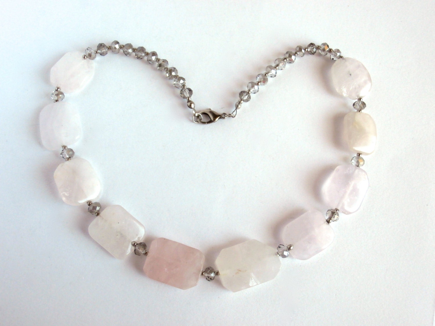Rose Quartz Necklace Repurposed Jewelry Pink Stone