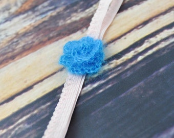 Blue- Flower Headband- Pink- Baby- Mohair