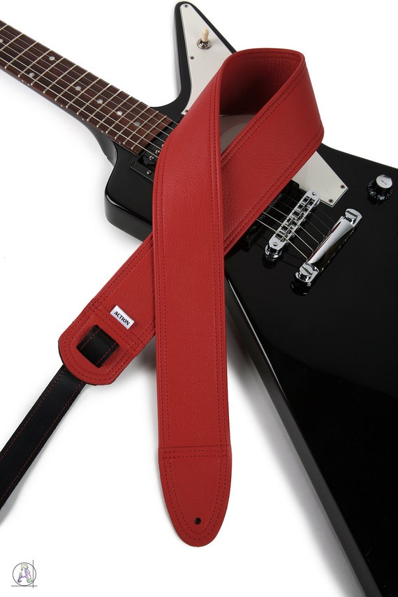 Red Leather Guitar Strap