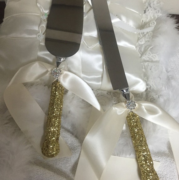 gold cake  cutting  set  gold glitter  cake  cutting  set  wedding 