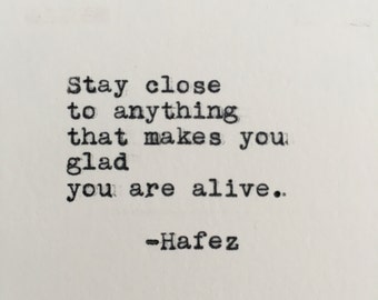 Hafez Positivity Quote Typed on Typewriter - 4x6 White Cardstock