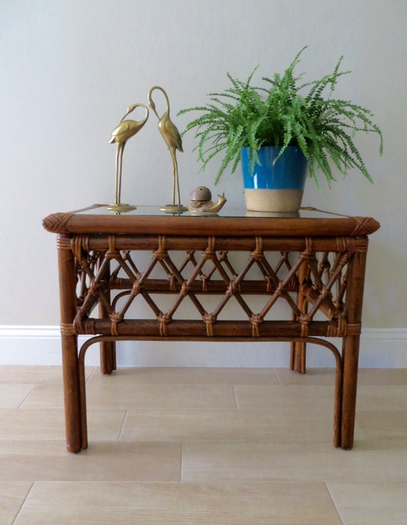 RESERVEDVintage Rattan Accent Table Tropical Beach Resort