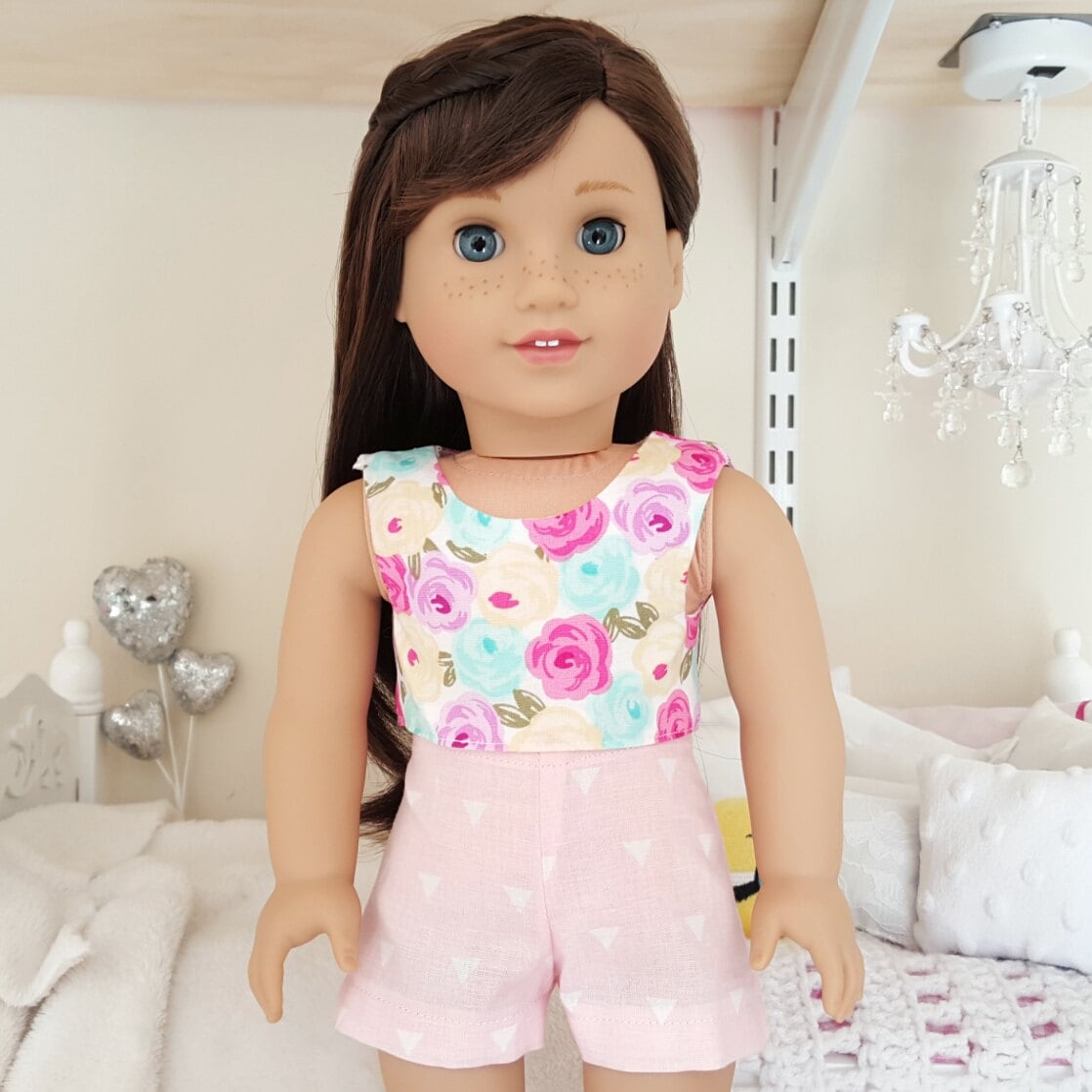 american girl doll crop top and shorts
