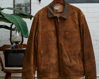 Cool Vintage Brown Rusty Leather/Suede Jacket!