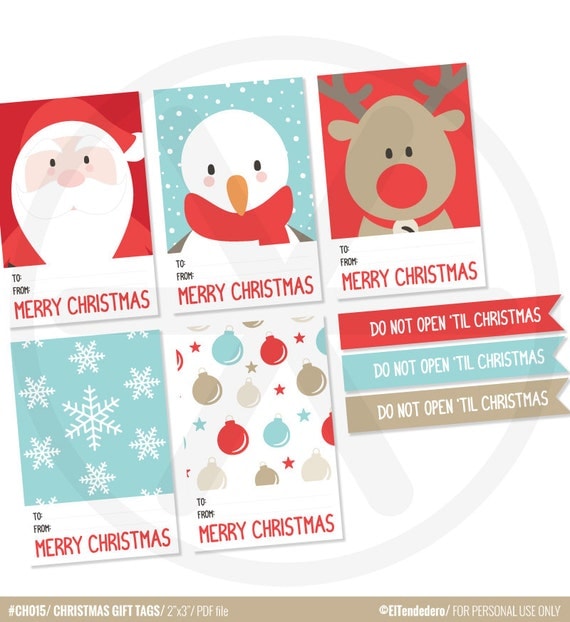 Christmas gift tags Printable labels PDF file. by eltendedero