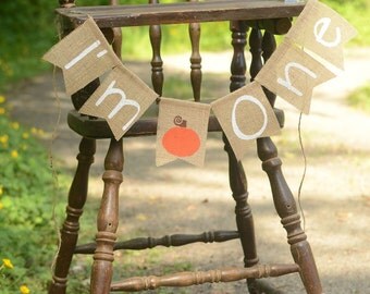 I'm One pumpkin high chair banner, I Am One burlap banner, first birthday high chair pumpkin, 1st birthday banner sign high chair fall