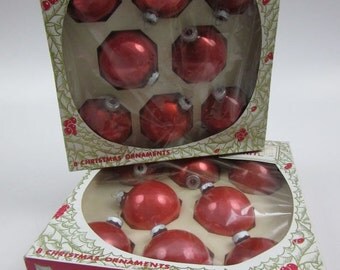 Vintage Shiny Brite Red Glass Christmas Ornaments