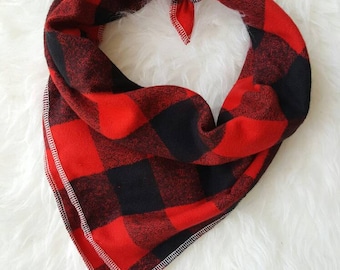 Red and BLACK Buffalo Plaid //Dog Bandana//