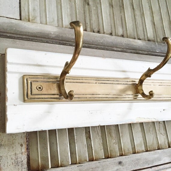 Antique Brass Hook Coat Rack Wall Hanging Shelf Bathroom Towel