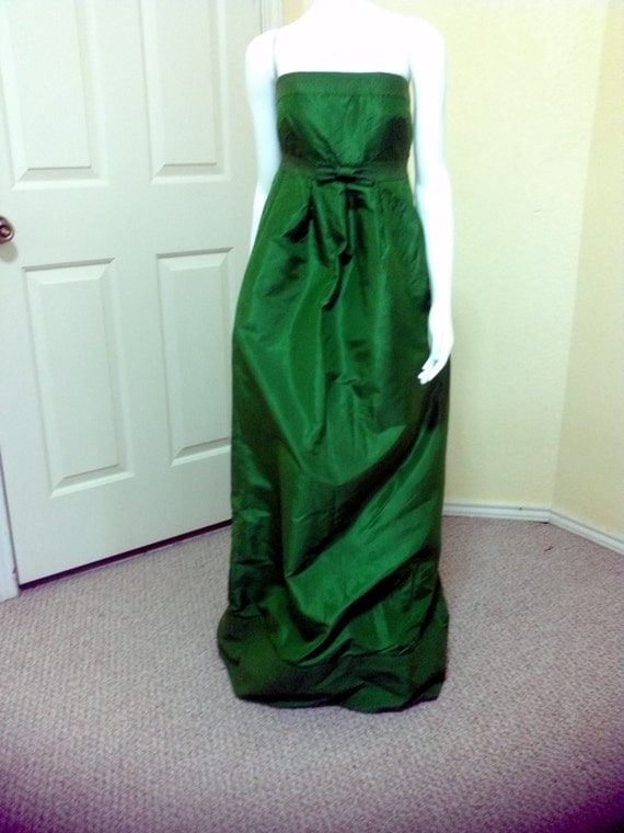 Vintage J  Crew  Emerald Green  Silk Gown Silk Evening