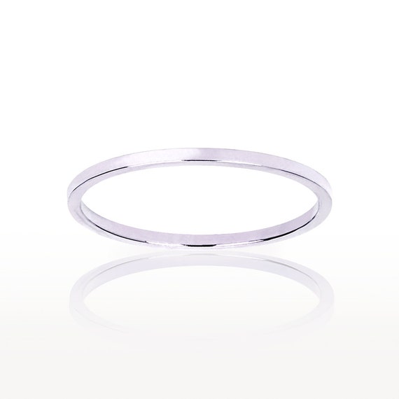 Thin 14k 1mm Wedding Band / Stack Ring White by bertiebyalbertina