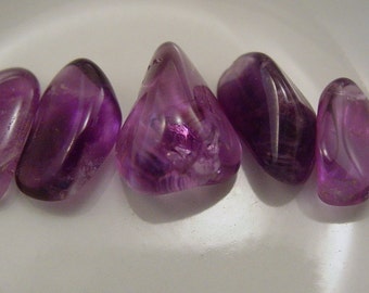Amethyst AAA Quality Smooth Nugget. UnDrilled 5 Nuggets - # 6699