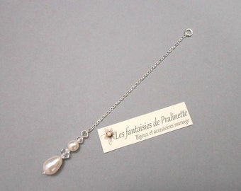 Bijoux mariage de dos en chaine et cristal, pendentif mariage de dos goutte nacrée, accessoires, Bridal jewelry backdrop necklace crystal