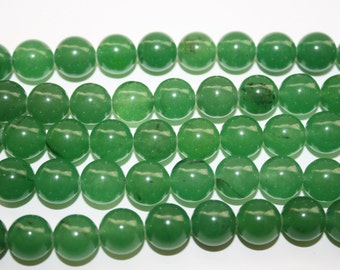 Jade Beads, Green Stone Beads, Polished Jade Beads - 12mm - 30ct - D052