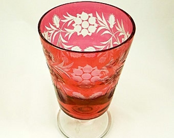 Tiffin Glassware Cranberry Glass Vase Mid Century Modern