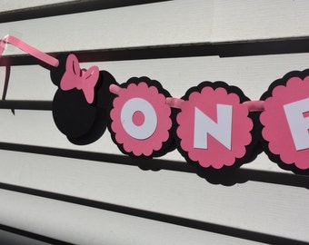 Minnie Mouse Highchair Banner, Minnie Mouse Table Banner, Minnie Mouse Party Decorations, Mickey Mouse Clubhouse Decorations