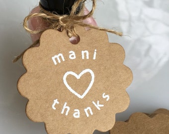Set of 20 Handmade Mani Thanks Nail Polish Party Favor Tag-Manicure Baby Shower Favor-Nail Polish Tag-Bridal Shower-Spa Party-Thank You Tag