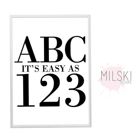 Items similar to ABC it's easy as 123 // wall art print on Etsy