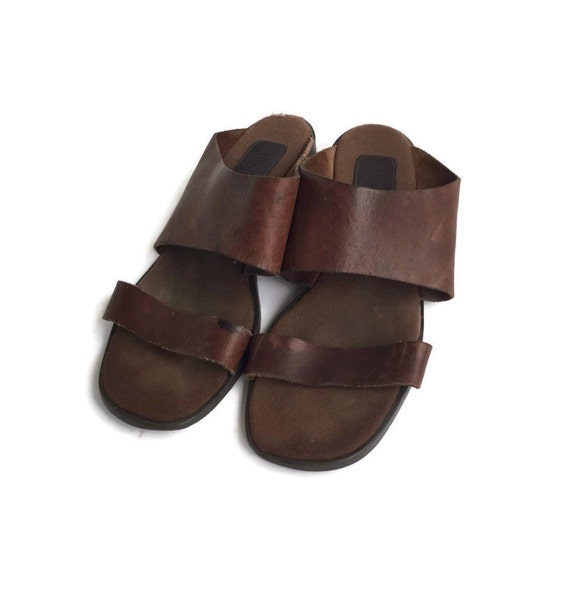 90's Minimalist Leather Slide Sandal open toe Mules by Slumgull