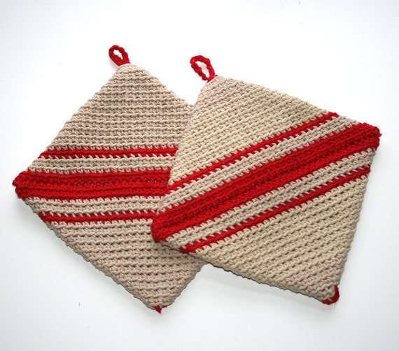 Two Double Thick Pot Holders Hot Pads Red by