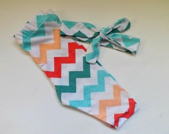 Peach, Light Blue Teal, Red Chevron Leggings Handmade, Chevron Headwrap Knot, Summer Baby Clothes, Girl, Newborn Outfit,Photo Shoot, Toddler