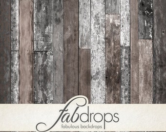 3x3 Reclaimed Farm Wood Backdrop | Old gray flooring Photography Backdrop - Fab Vinyl 3x3 ft (FV0552)