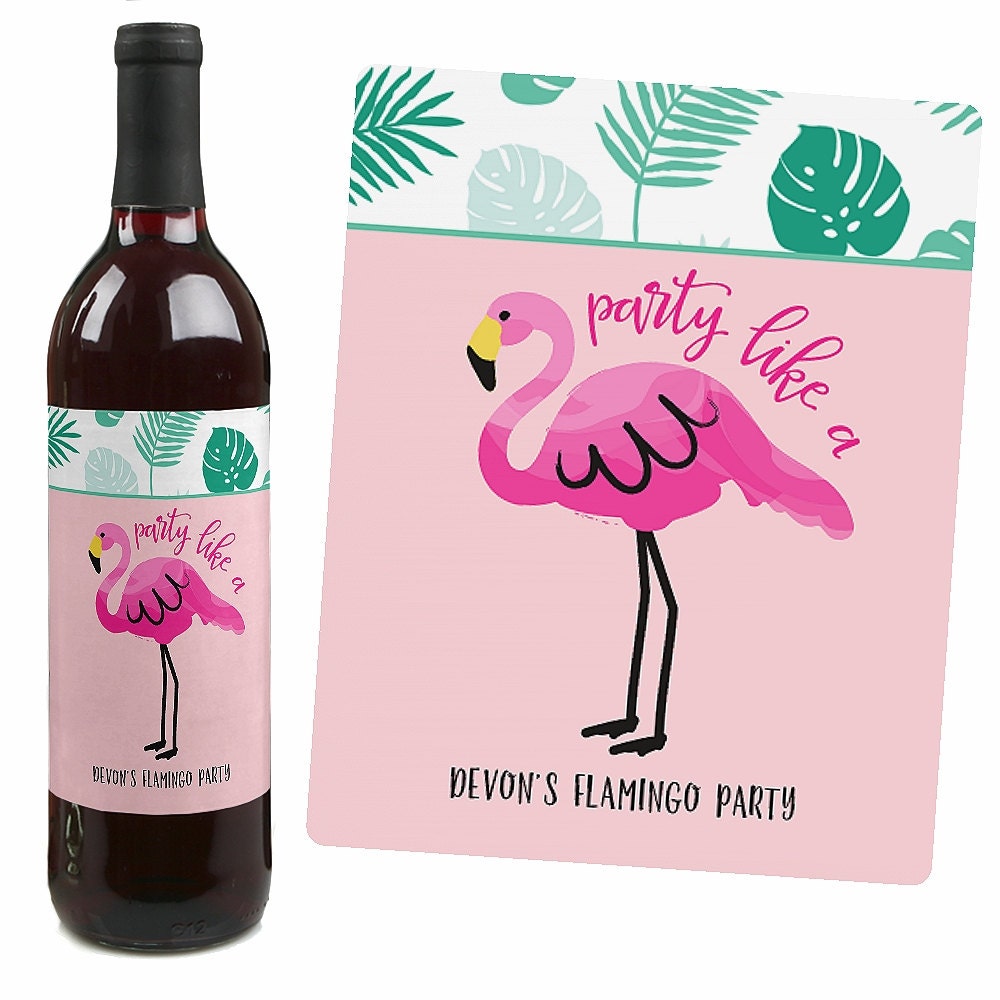 Flamingo Wine Bottle Labels Let's Flamingle Wine Labels