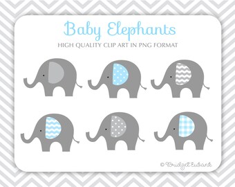 Baby Elephant clip art, Elephant clip art, baby shower clip art, baby boy clip art, Commercial Use Clip Art, 6 PNG Images, INSTANT DOWNLOAD