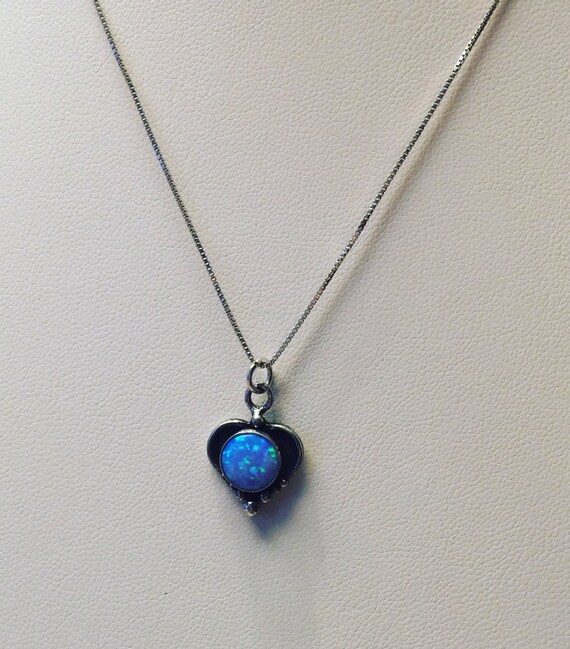 Heart opal sterling silver necklace
