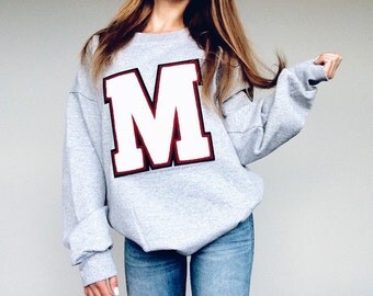 Sweatshirt - Ladies PERSONALIZED Varsity Sweatshirt MADE in CANADA Heirloom Quality super soft + warm cotton. Perfect Camping Sweater.