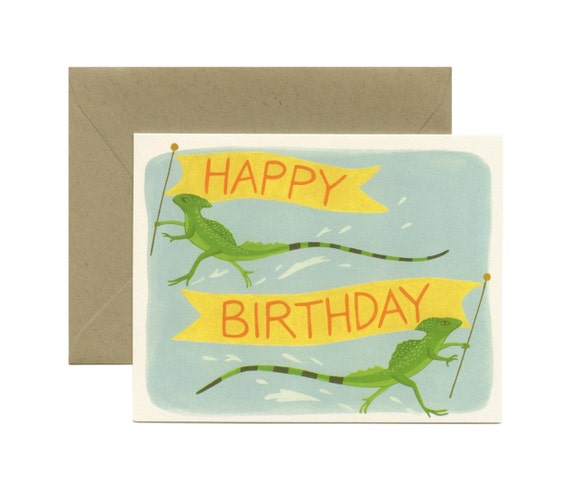 Lizards Running Birthday Card Happy Birthday ID: by YeppiePaper