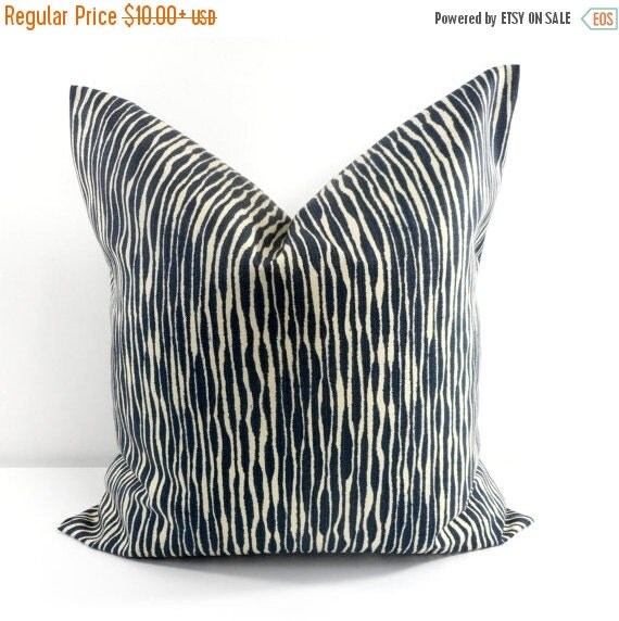 SALE Indigo PILLOW. Indigo Baja Stripe Pillow cover. Indoor.