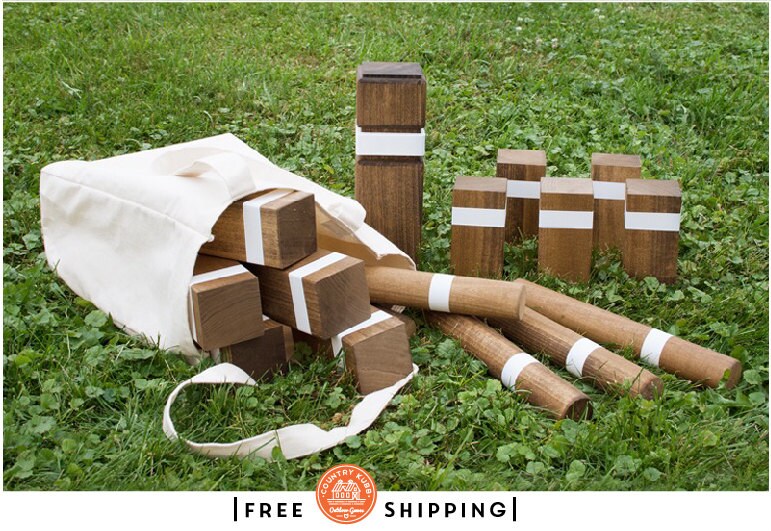 Outdoor Lawn Game of Kubb White Stripe by CountryKubb on Etsy