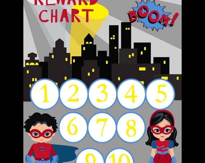 Magnetic Reward Charts - Superhero Reward Chart - Family organization - Preschool Resonsibility - Learning