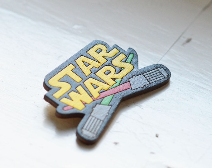 Star Wars // Wooden brooch is covered with ECO paint // Laser Cut // 2016 Best Trends // Fresh Gifts // Swag Style //