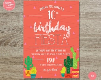 Kids Fiesta Invitation // 5x7 Fun Birthday Fiesta Invites - Cactus Fiesta Birthday Party - Summer Birthday Invitations - Fun Cactus Theme