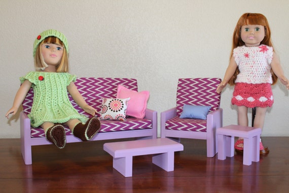 18 inch Doll Furniture Lavender Living room set