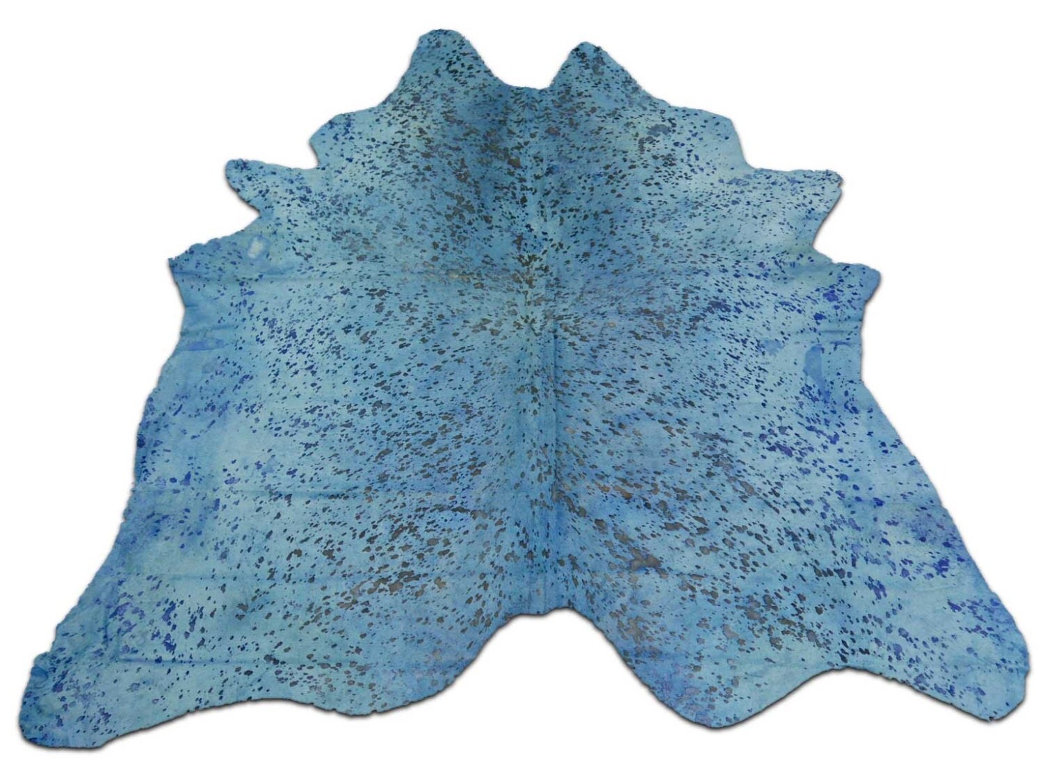 G668 Turquoise Acid Washed Cowhide Rug 8' X 8' HUGE