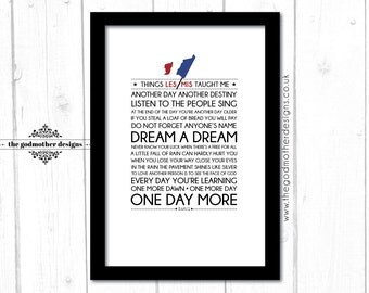 Les Miserables - Broadway Musical - Quotes & Lyrics Typography - PRINT