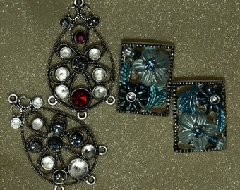 Swarovski Crystal Pewter Jewelry Components For Parts or Repair Destash Assemblage