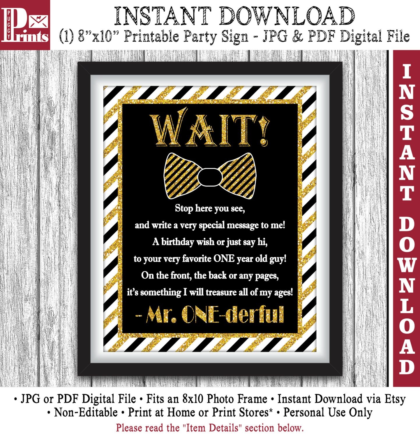 Mr. ONEderful Guest Book Sign Printable Mr by PuggyPrints on Etsy