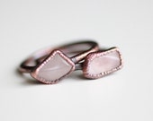 Natural Rose Quartz Copper Ring Natural Rose Quartz Wedding ring Copper ring Copper jewelry Christmas Sale Electroplated ring